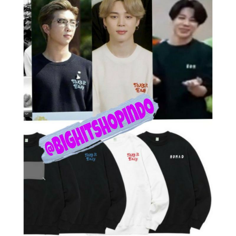 BTS JUMPER / SWEATER BTS RM JIMIN Take It Easy / Nomad Logo Dada