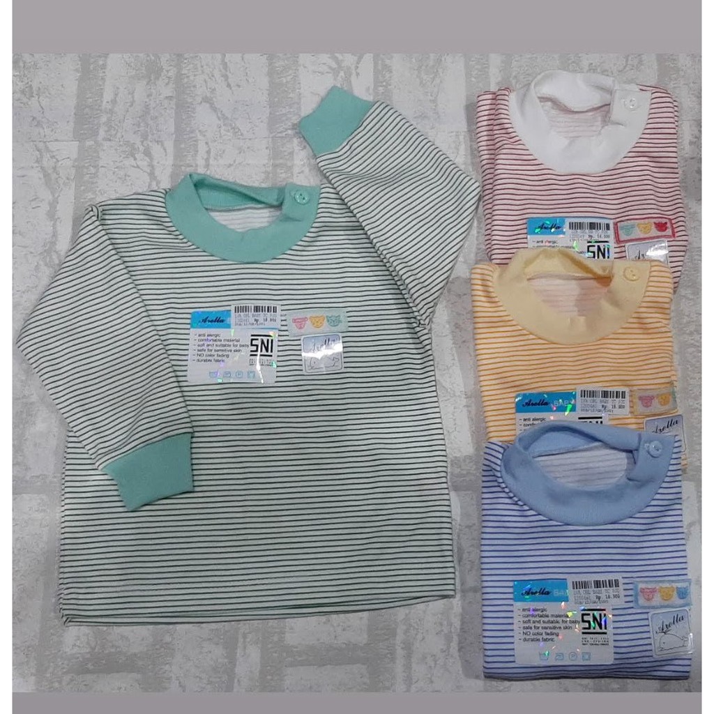 Arella Baju Bayi Atasan Oblong Tangan Panjang Motif Garis