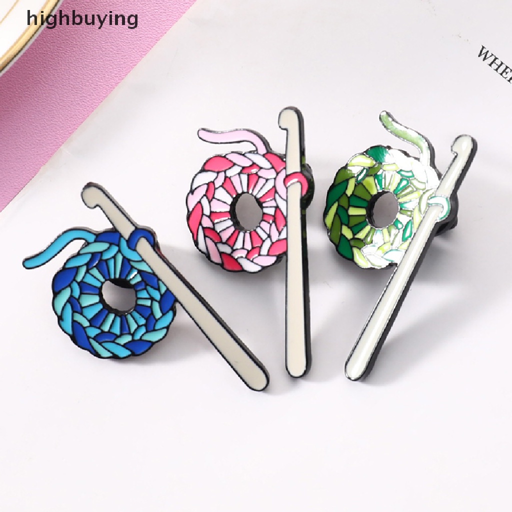 Hbid Bros Pin Enamel Desain Bola Wol Rajut Crochet Untuk Aksesoris Sweaterkerah Pakaian Wanita