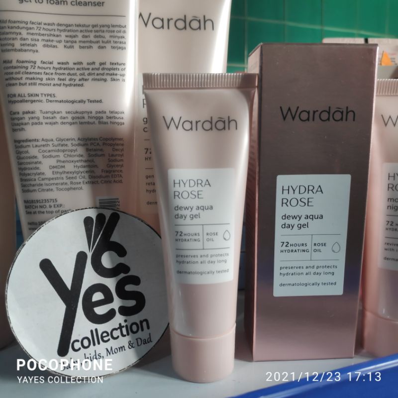 Wardah Hydra Rose Dewy aqua day Moisture Rich Day Night Serum 30 ml Petal Infused Toner Gel to Foam Cleanser 100 ml Sabun Cuci Muka Cream Siang Krim Malam Wajah Kulit Kering Kusam