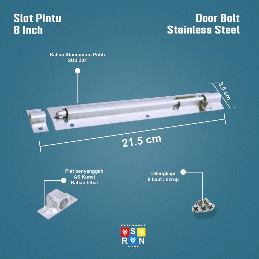 Grendel Slot Pintu / Jendela 8 Inch / 20 cm Resonance Home