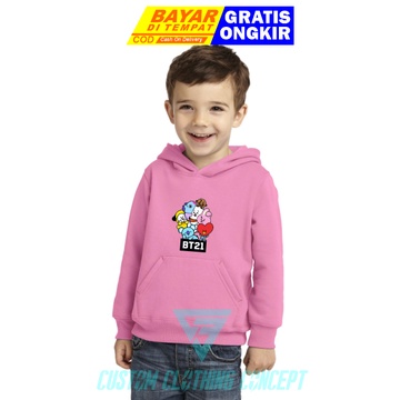 PROMO JAKET HOODIE KIDS PINK BT21 CHIMMY