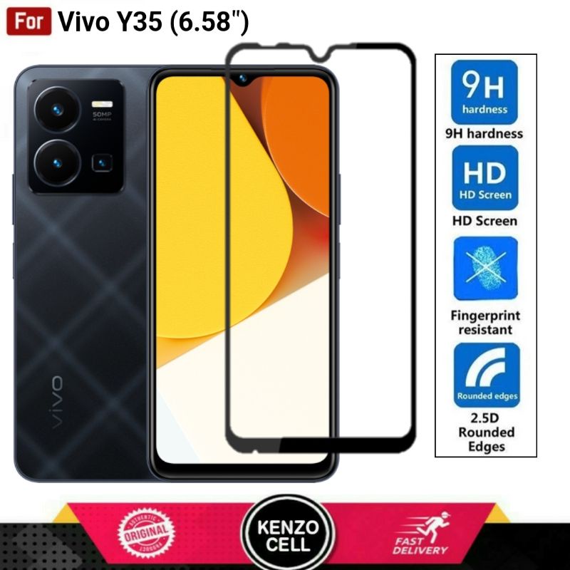 Vivo Y35 Tempered Glass - Gorila Glass. Anti Gores Kaca. Tg Y 35 Full Layar Lem Presisi