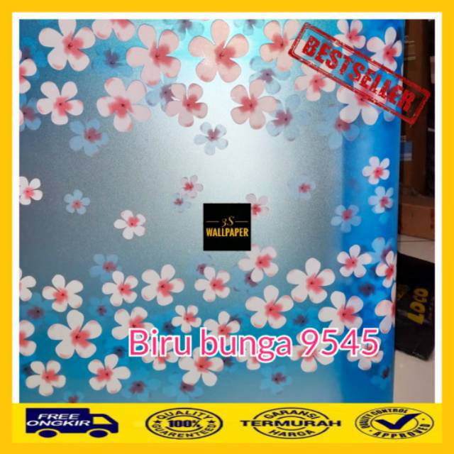  COD TERMURAH STICKER KACA MOTIF BUNGA  BIRU STIKER  KACA 