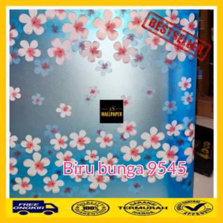  COD TERMURAH STICKER KACA  MOTIF BUNGA BIRU STIKER  KACA  