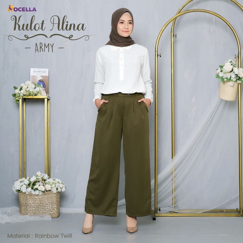CELANA PANJANG WANITA POLOS MODEL KULOT CELANA KULOT POLOS - Rocella Kulot Alina-4