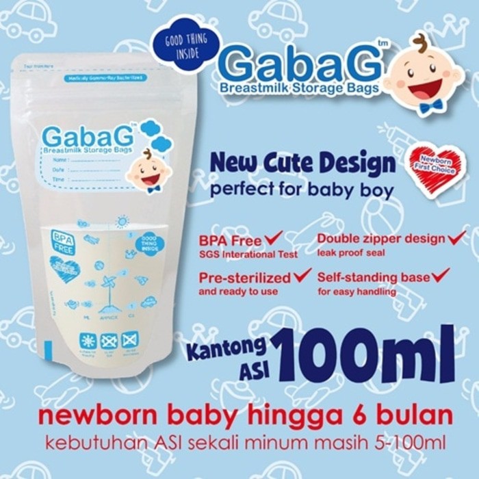 GabaG Breast Milk Storage / Kantong ASI 100ml Blue