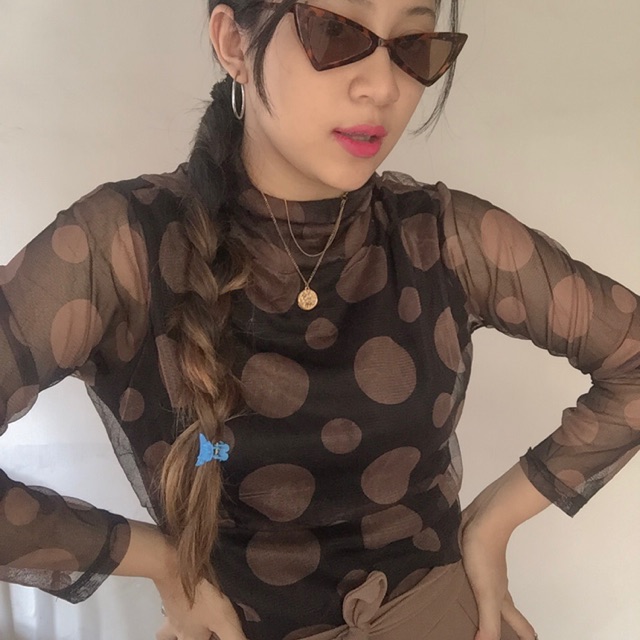 Sheer polkadot brown