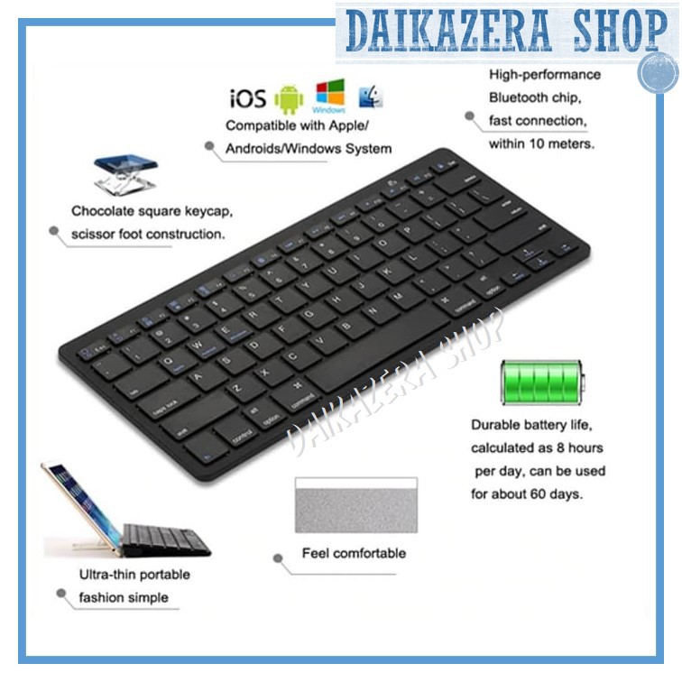 Wireless Bluetooth Multimedia Keyboard for Windows / Android / iOS