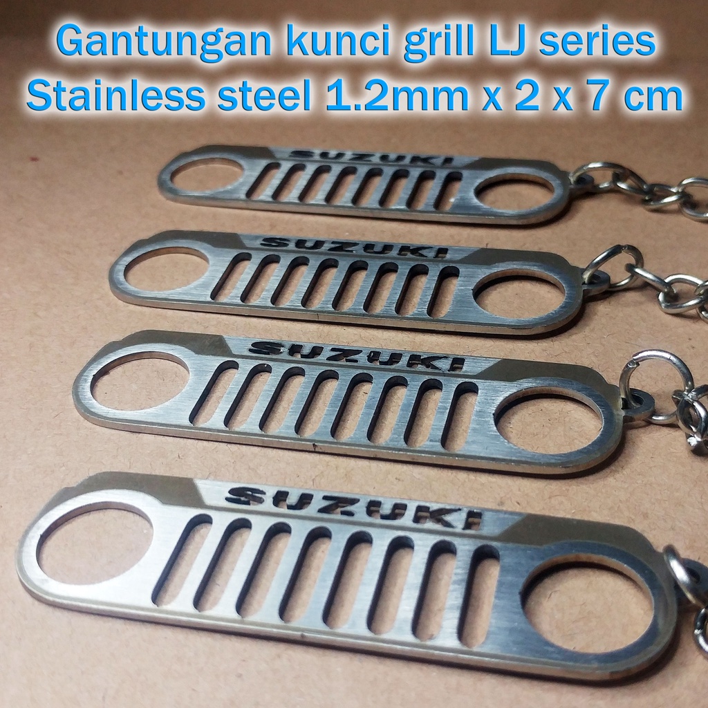 Gantungan kunci mobil model grill Jimny jangkrik LJ80 Stainless steel