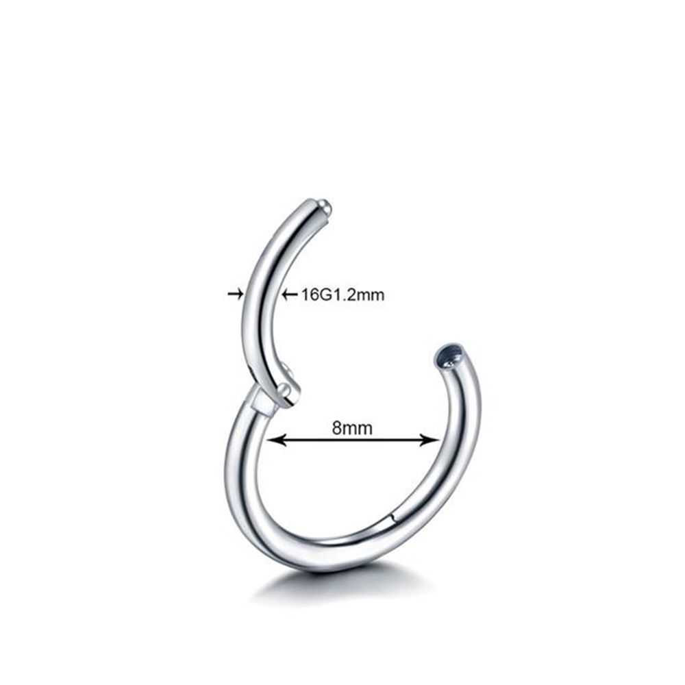1pc Cincin Tindik Bibir / Hidung Palsu Bahan Titanium Stainless Steel Ukuran 6 / 8 / 10 / 12mm Untuk Wanita