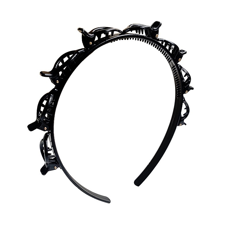 Women Hair Band Clip with Bangs Fixed Artifact Multi-layer Hollow Braided Hair Headband