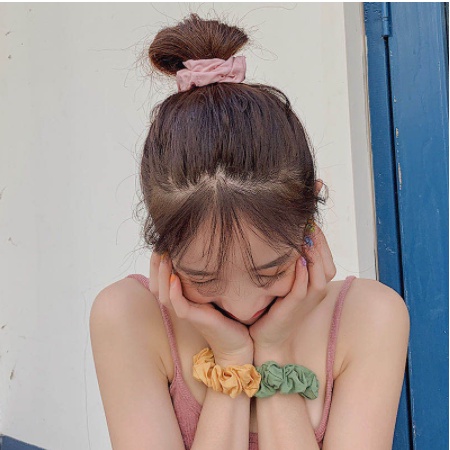 [RD] SCRUNCHIE Motif Korean Style - Ikat Rambut Ponytail Elastis - Cepol Rambut Pastel