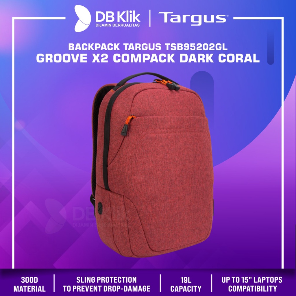 &quot;Backpack TARGUS TSB95202GL GROOVE X2 COMPACT 15&quot; Dark Coral - TSB95202&quot;