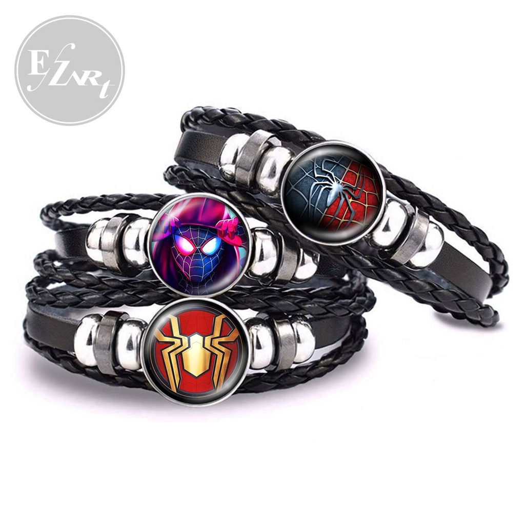 GELANG SPIDER MAN GAMBAR LOGO SPIDERMAN MARVEL HERO PETER PARKER KULIT KEPANG MULTILAYER PRIA WANITA