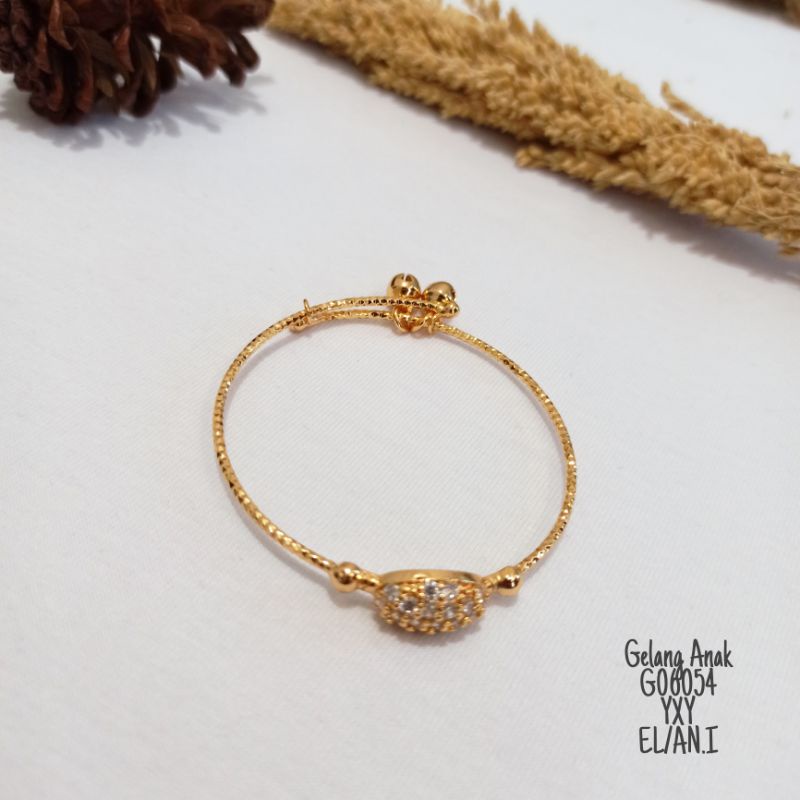 Gelang Anak Yaxiya Bangle Zircon Warna Gold G06054