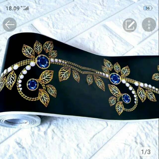 

Distributor/ Grosir murah Border list pembatas warna hitam motip daun coklat permata biru