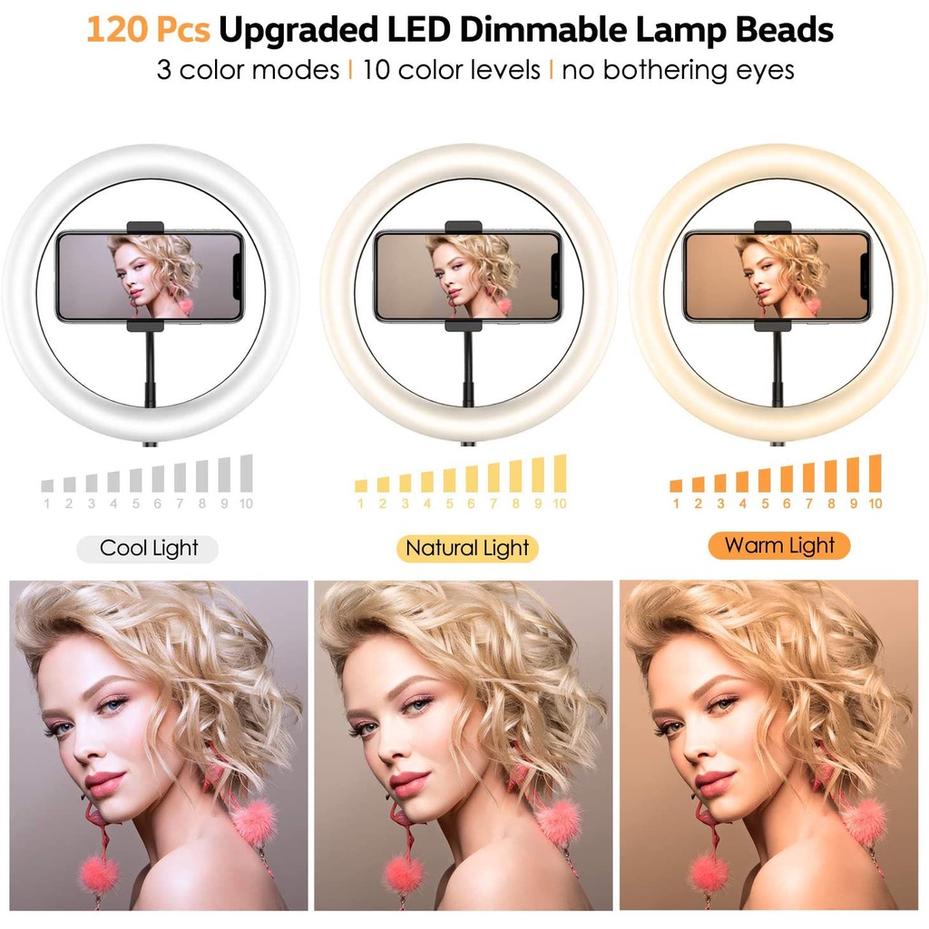 Tripod Ringlight Lampu Stand Tripot 2 Meter + Lampu 26cm Tripot Besi Set Live Vlog Makeup Lighting