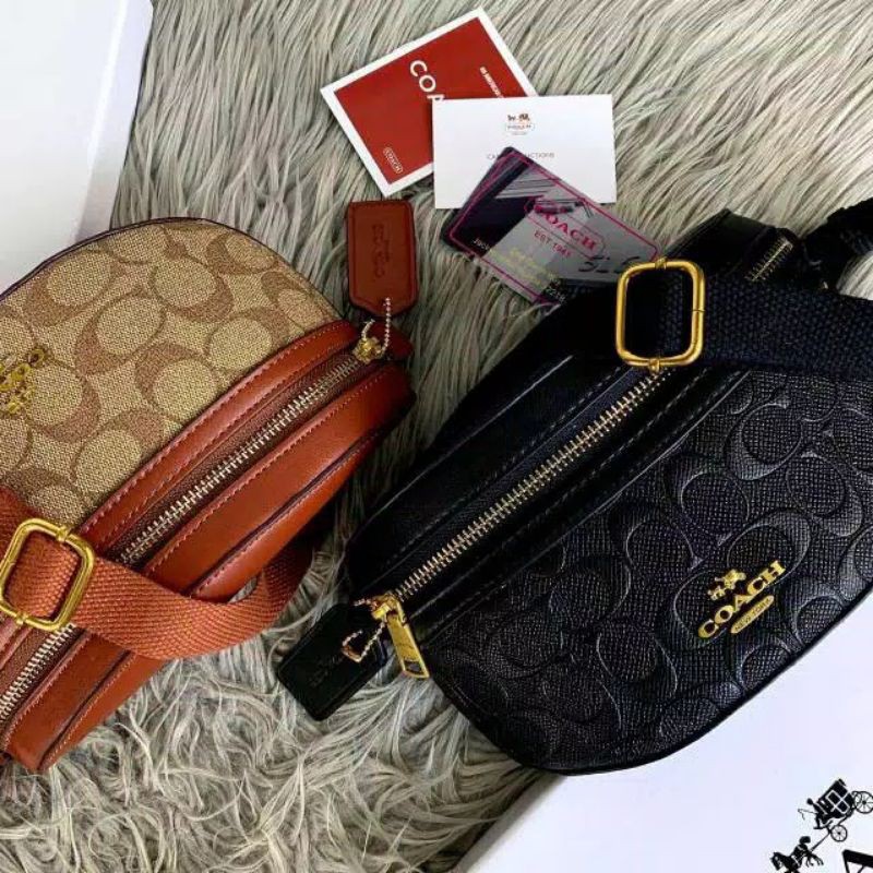 Jual COACH Signature BumBag Waistbag BLACK Only | Shopee Indonesia