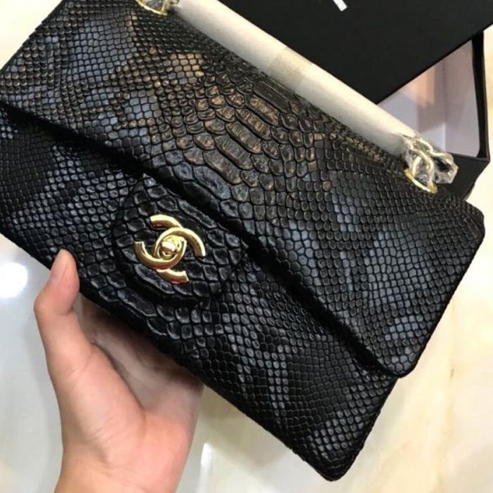Terbaru TAS IMPORT MAXY SNAKE FULL BLACK FREE BOX & PAPERBAG KOMPLIT MIRROR PLATINUM BATAM HANDBAG A