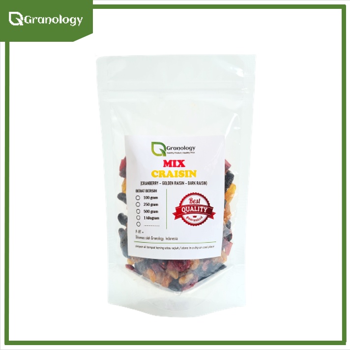 Mix Craisin 250 gram (Cranberry, Dark Raisin &amp; Golden Raisin) by Granology