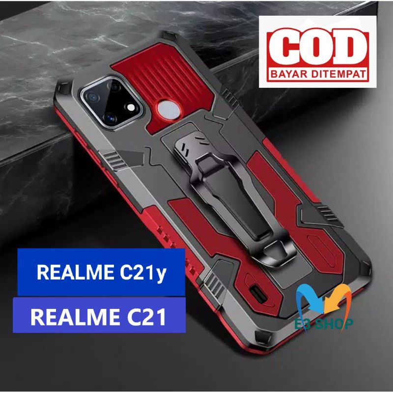 TERIMA COD Case HP REALME C21 / C21Y CASING STANDING BACK KLIP HARD  ROBOT NEW COVER CASE KONDOM HP 