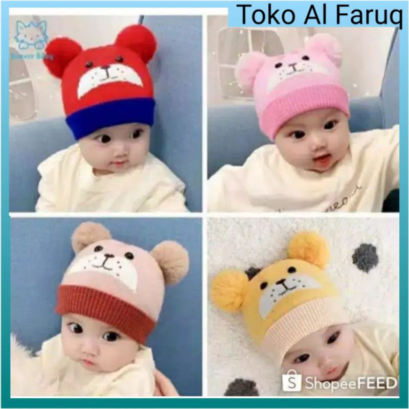 Topi Kupluk Bayi Cute Lion Pompom