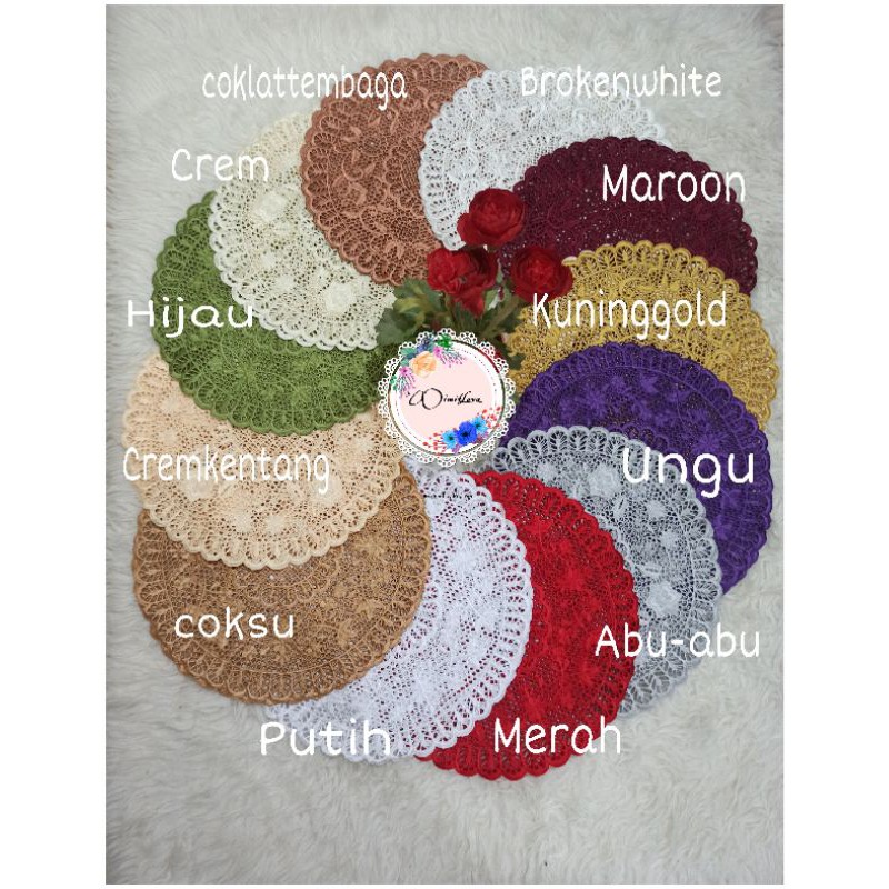 TAPLAK MEJA TAMU BULAT / TAPLAK MEJA SUDUT BULAT KECIL / sz40cm