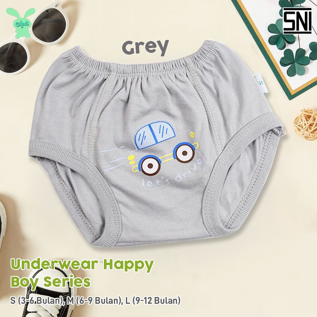 Celana Dalam Bayi CD Anak Aruchi Underwear Set isi 3 Pcs Happy Boy &amp; Girl 3-12 Bulan