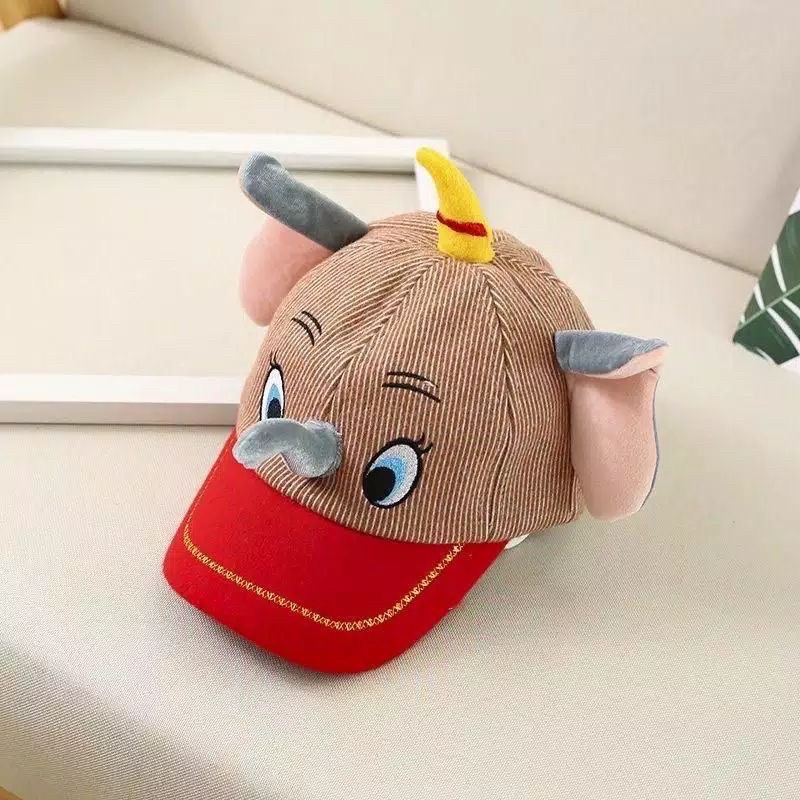 TOPI BASEBALL ANAK 0-3 Tahun MOTIF GAJAH CBKS VC-Topi Gajah Red Camel