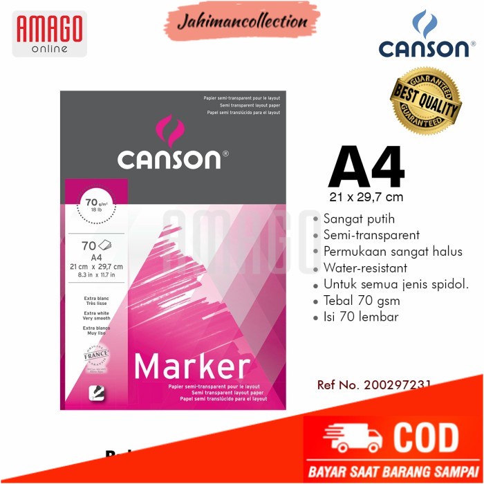 

✨ BISA COD ✨ BUKU CANSON MARKER A4 - 70 SHEETS - 70 GSM - PAD - 200297231