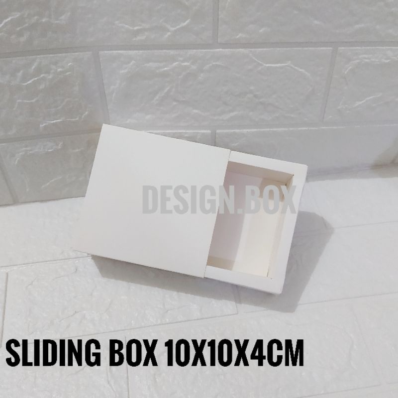 

SLIDING BOX PUTIH 10x10x4cm | TUTUP SLIDING KERTAS