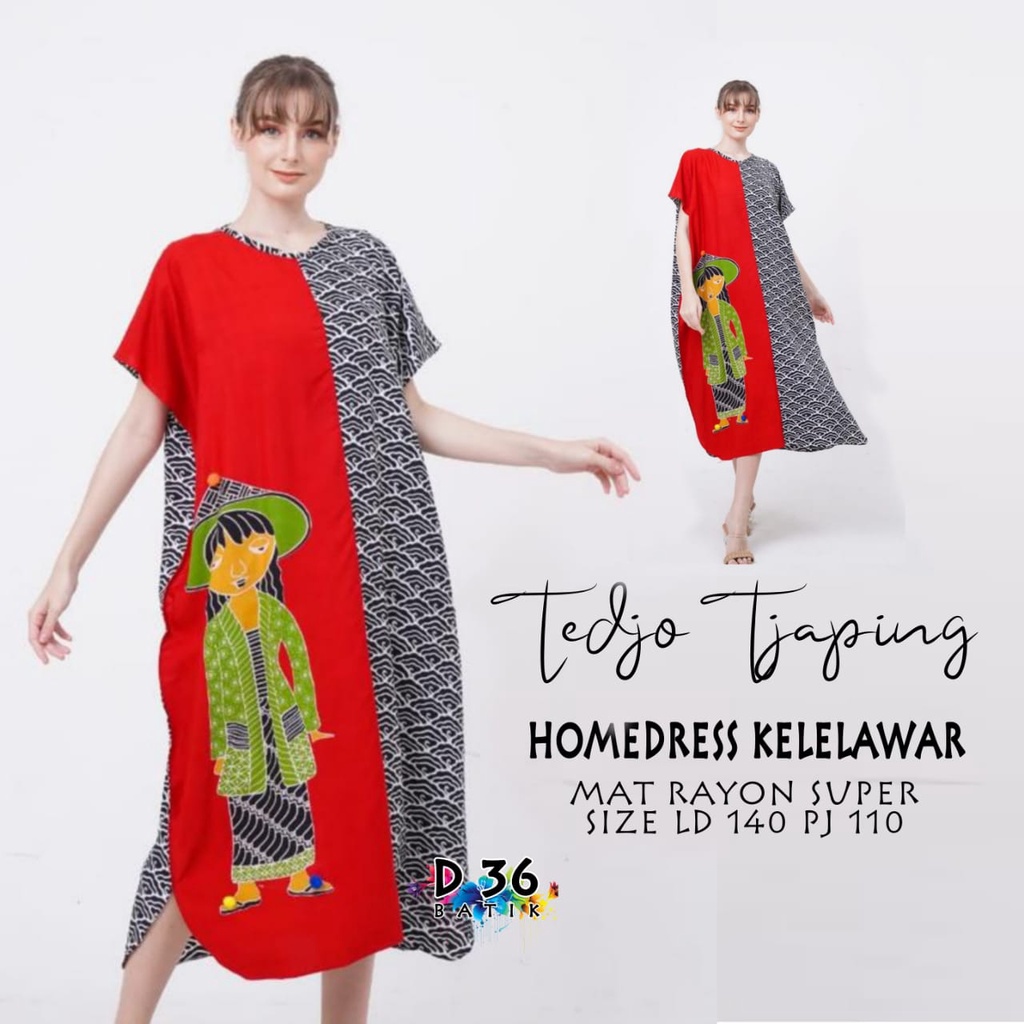 Daster Tedjo Tjaping Batik Homedress Kelelawar Baju Tidur Rayon Pastel Baju Tidur Kartun Jumbo