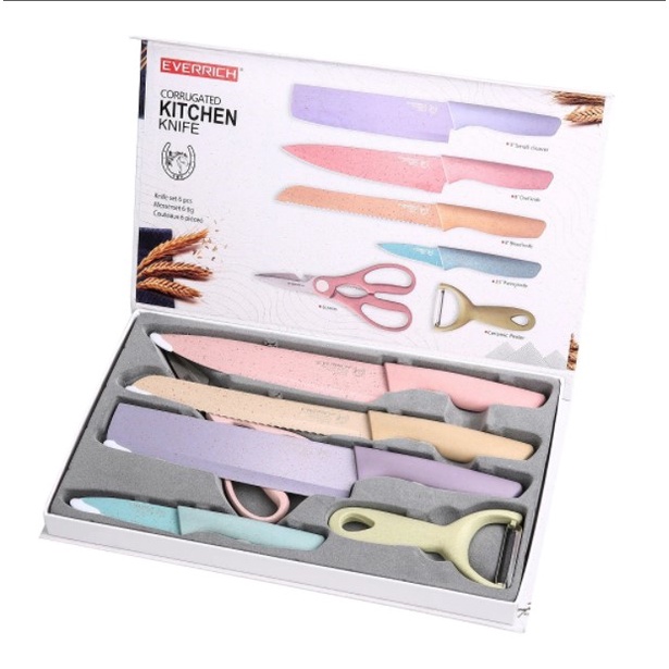 Pisau Dapur Set 6In1 Rainbow Corrugated