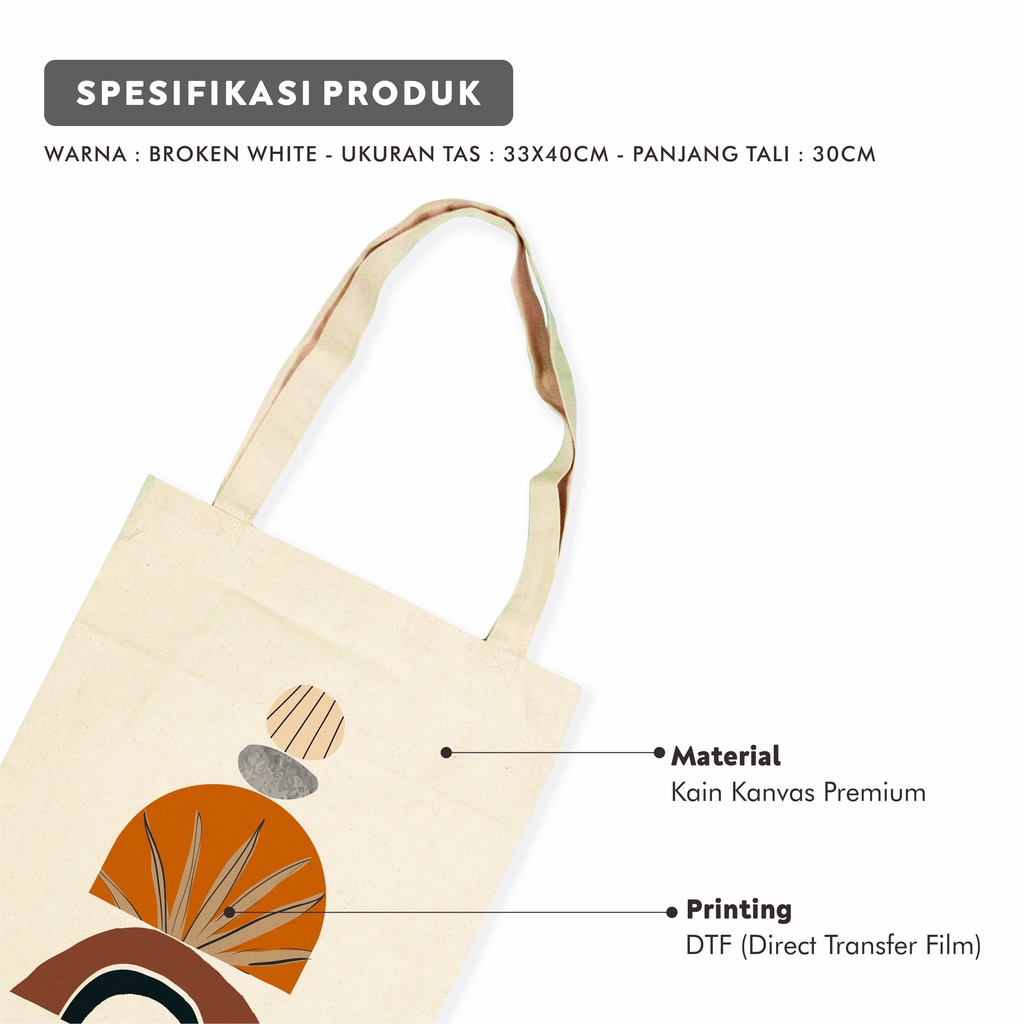 Sevine Tote Bag Kanvas Tas Wanita Fashion Totebag Nordic Aesthetic Series DTF Printing - KNP1
