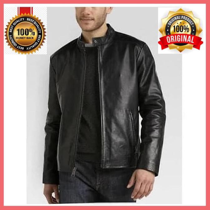 Jaket Kulit Pria Wanita Remaja Anak Domba Jaket Kulit Pria Kulit Asli Domba Free Sprai - Hitam Asli