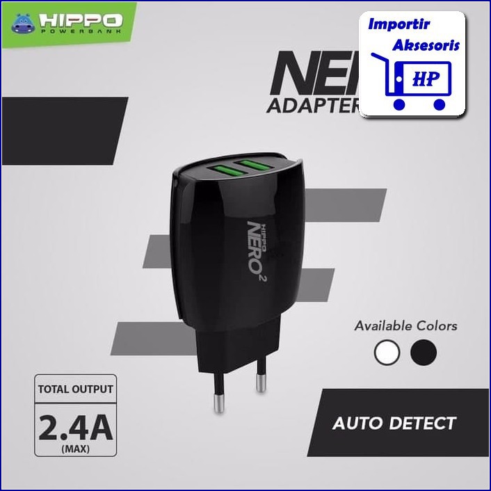 Kepala Batok Charger Hippo Nero 2 Port 2.0A SP  AC028