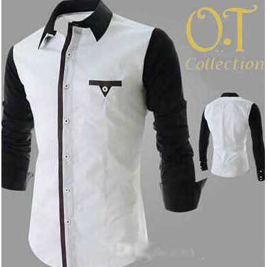 Sale Kemeja Pria Putih Combi Warna Hitam (N355 Executive White)