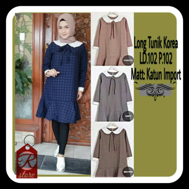 (REAL PICT) ATASAN WANITA LONG TUNIK WANITA IMPORT MODEL KOREA TERBARU