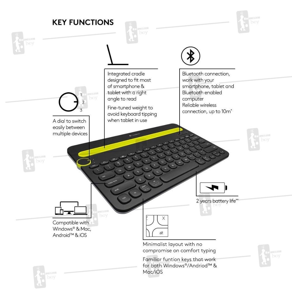 Logitech K480 Bluetooth Multi-Device Keyboard Windows Mac iOS Android