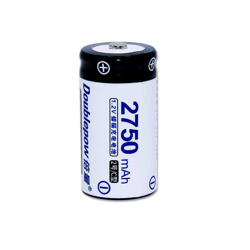 Doublepow Baterai Cas L14 LR14 C Ni-CD Rechargeable 1.2V 2750mAh 2PCS-Putih