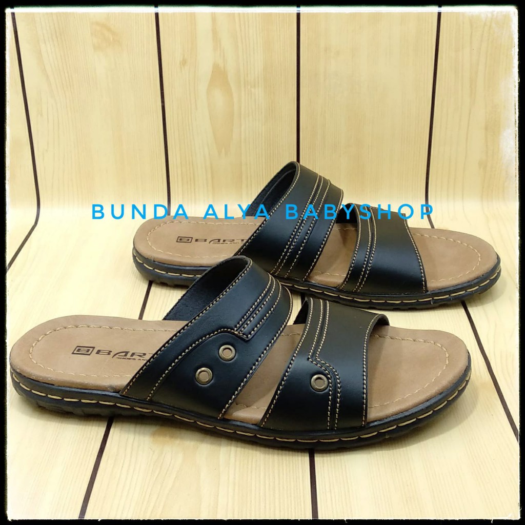 Sandal Pria Casual Slop Ukuran 39 - 43 Sol Keren Anti Licin - Sendal SLOP Cowok Casual HITAM BARTO