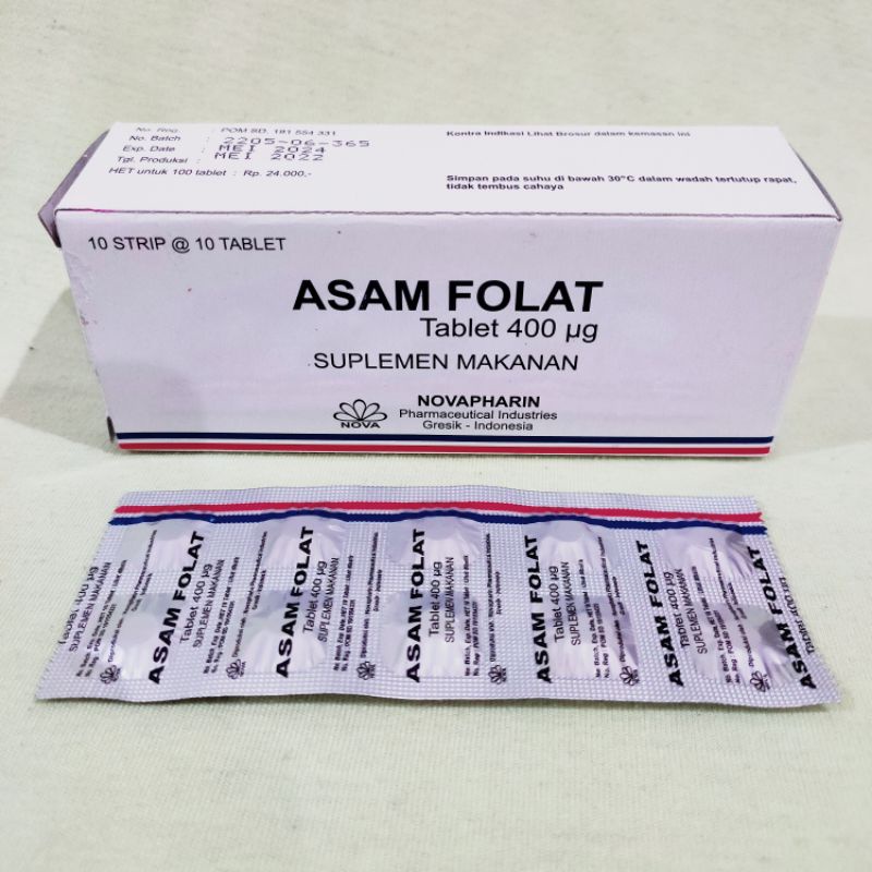 ASAM FOLAT 400 Mcg NOVAPHARIN Suplemen Folic Acid Ibu Hamil Promil dan Menyusui like Folavit Afolat