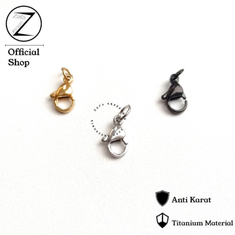 Zafa Pencapit Pengait Kalung Gelang Titanium Anti Karat Black Silver Gold