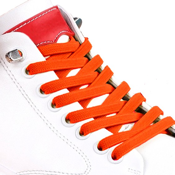 Original MR Shoelaces EF08 Elastic Orange Jingga Tali Sepatu Flat Elastis (Karet Lentur) with Metal Clip / Lock 100cm