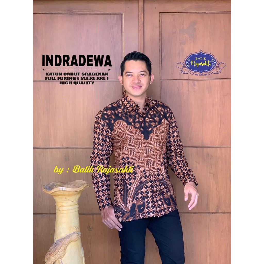 INDRADEWA Kemeja Batik Pria Lengan Panjang Katun Halus FULL FURING Rajasakti