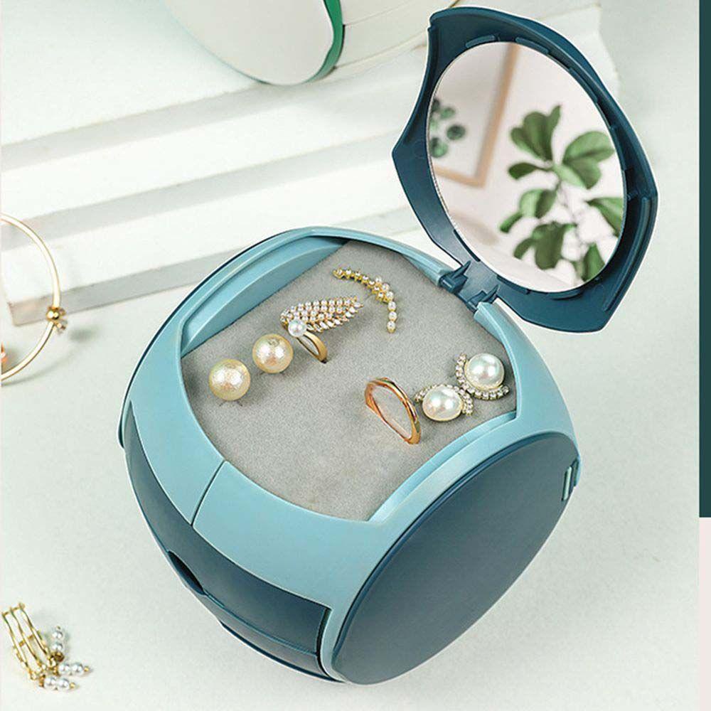 【 ELEGANT 】 Tipe Laci Kotak Perhiasan Wanita Manis Wadah Makeup Dengan Cermin Warna Solid Display Perhiasan Tempat Penyimpanan Anting