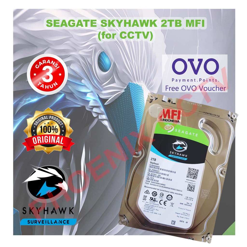 HARDDISK SEAGATE SKYHAWK MFI 2 TB / HDD SKYHAWK 2 TB MFI
