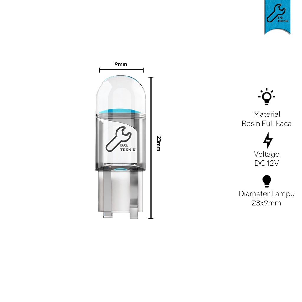 Lampu LED Resin Full Kaca Sein / Senja T10 Universal