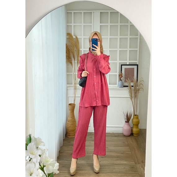 BRIANA LADYCRUSH SETCEL STELAN CRINKLE JUMBO XXL MURAH KANCING OOTD GROSIR